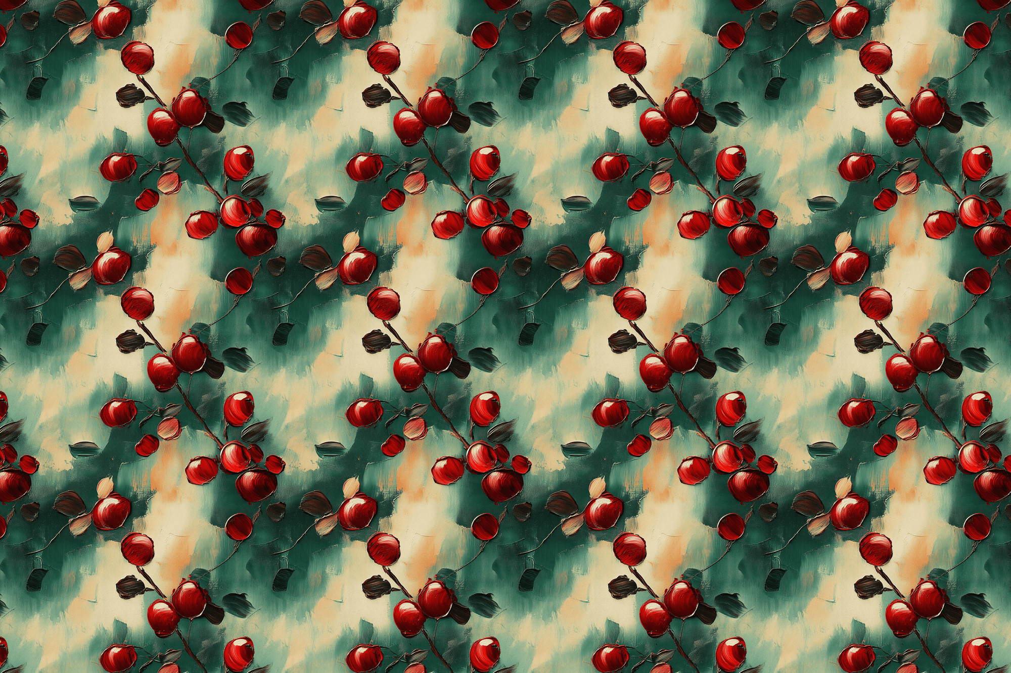 Painterly Berries: Christmas Wrapping Paper