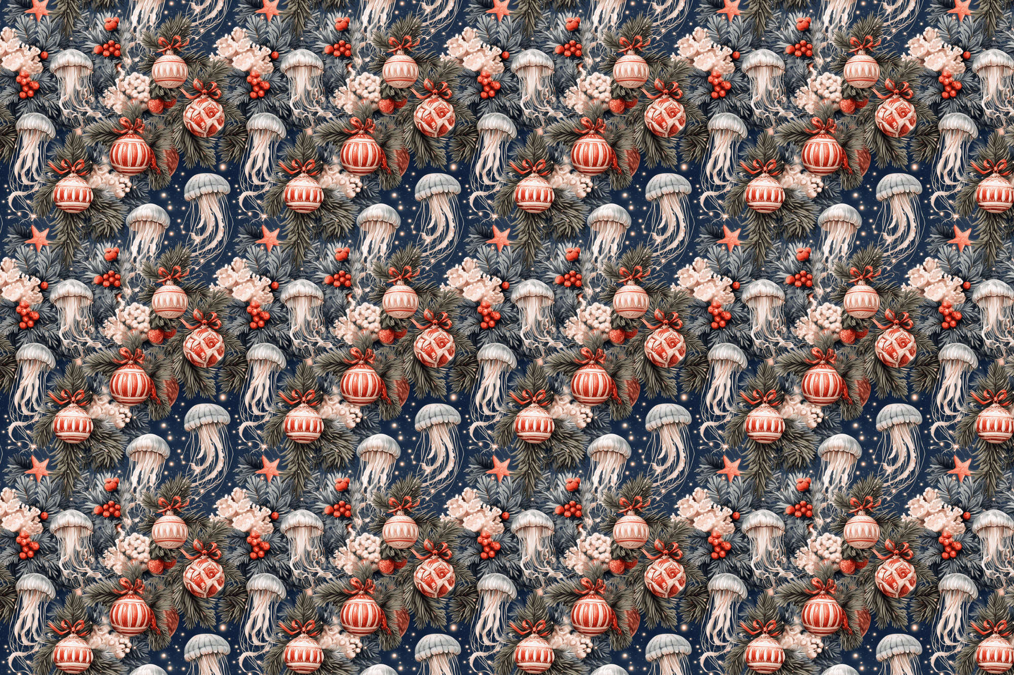 Abyssal Noel: Nautical Christmas Wrapping Paper