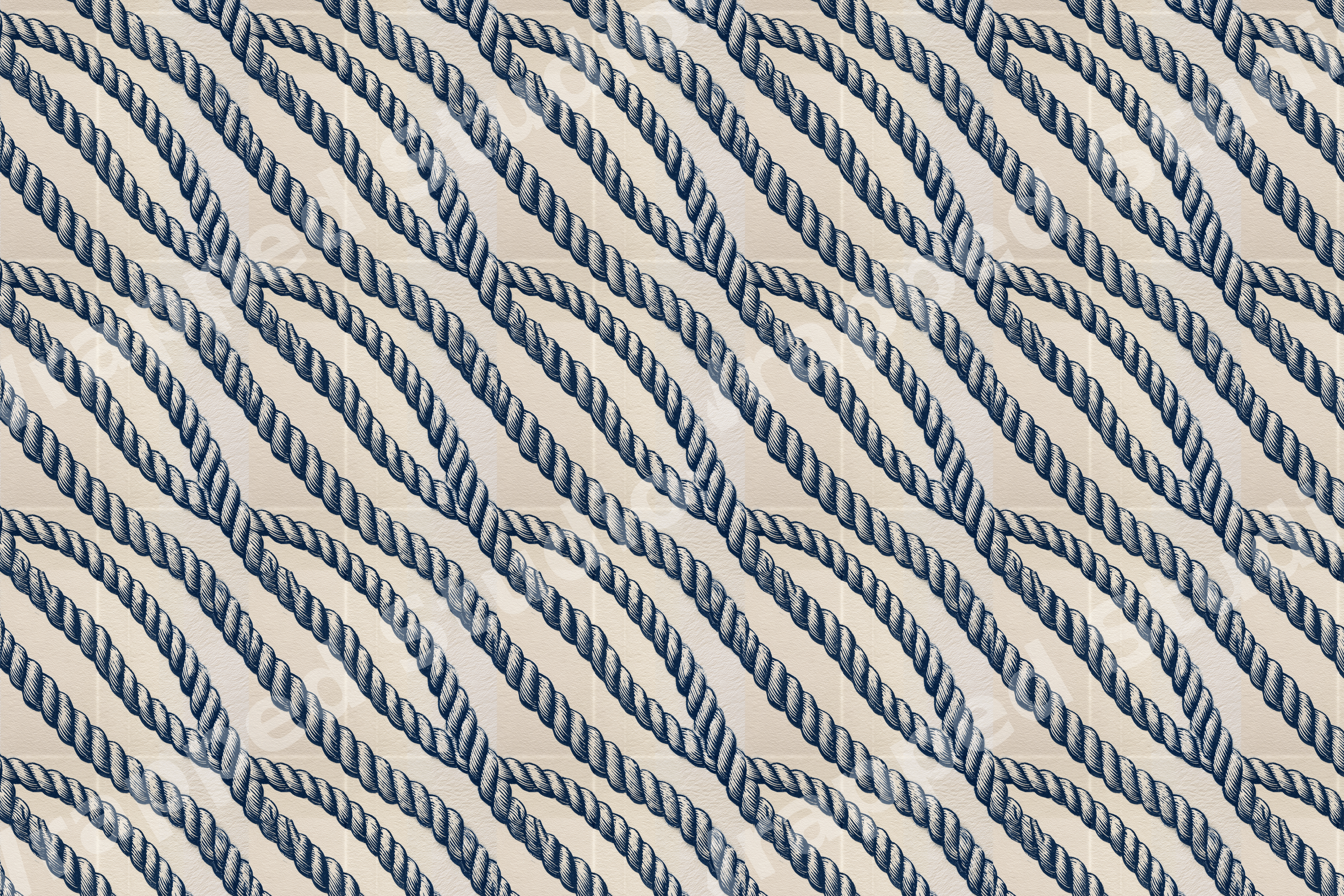 Classic navy blue and cream nautical rope pattern with a vintage marine aesthetic.