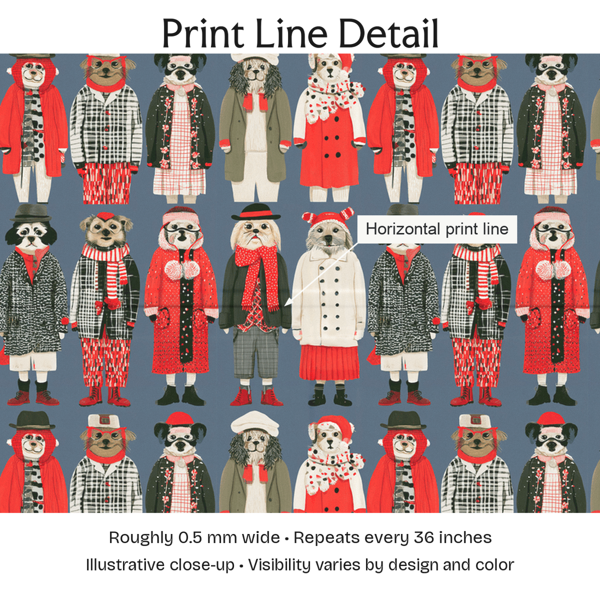 647454 — Print Line Detail. Illustrative close-up; visibility varies by design and color.