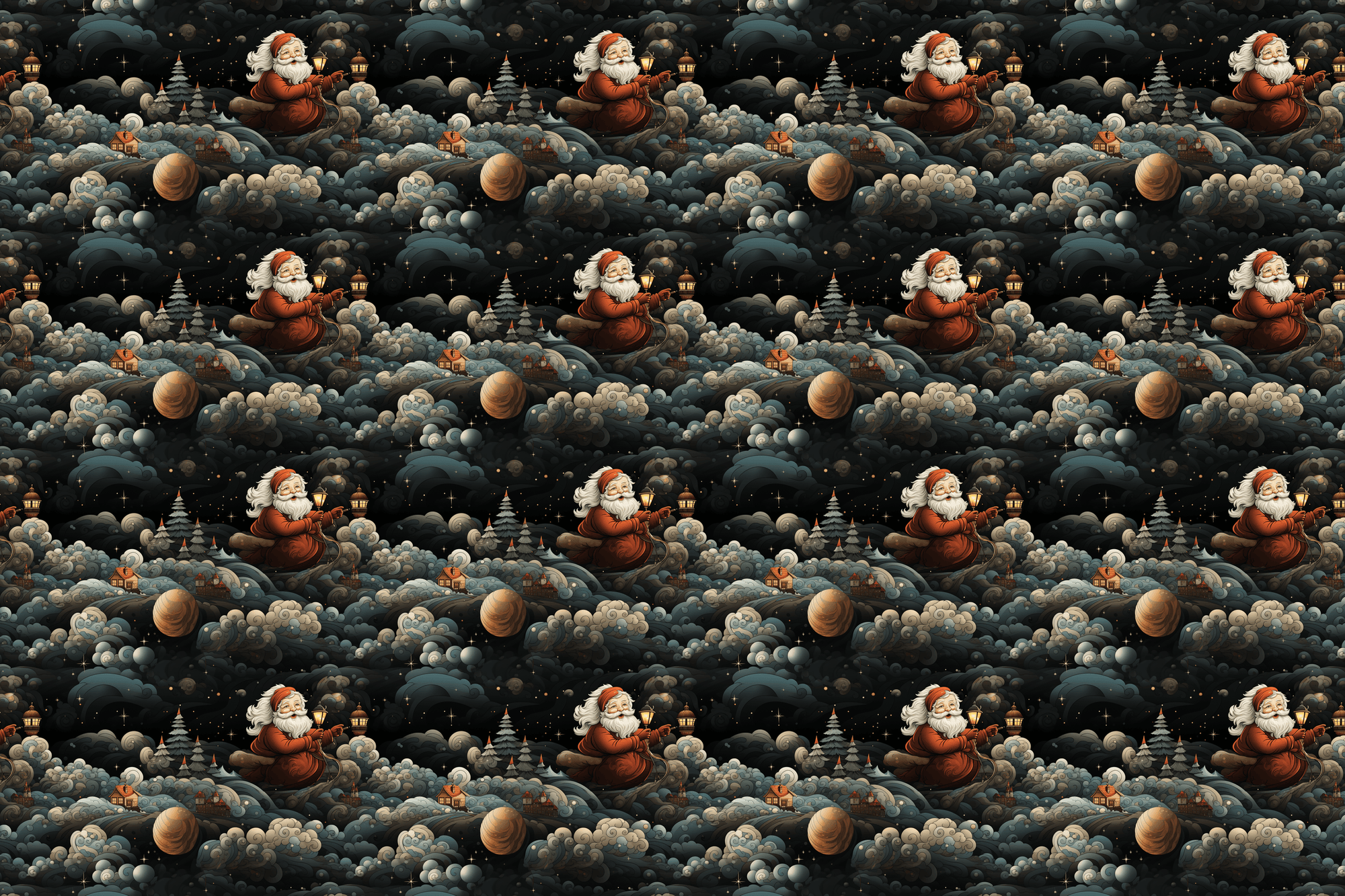 Midnight Run: Celestial Santa Wrapping Paper
