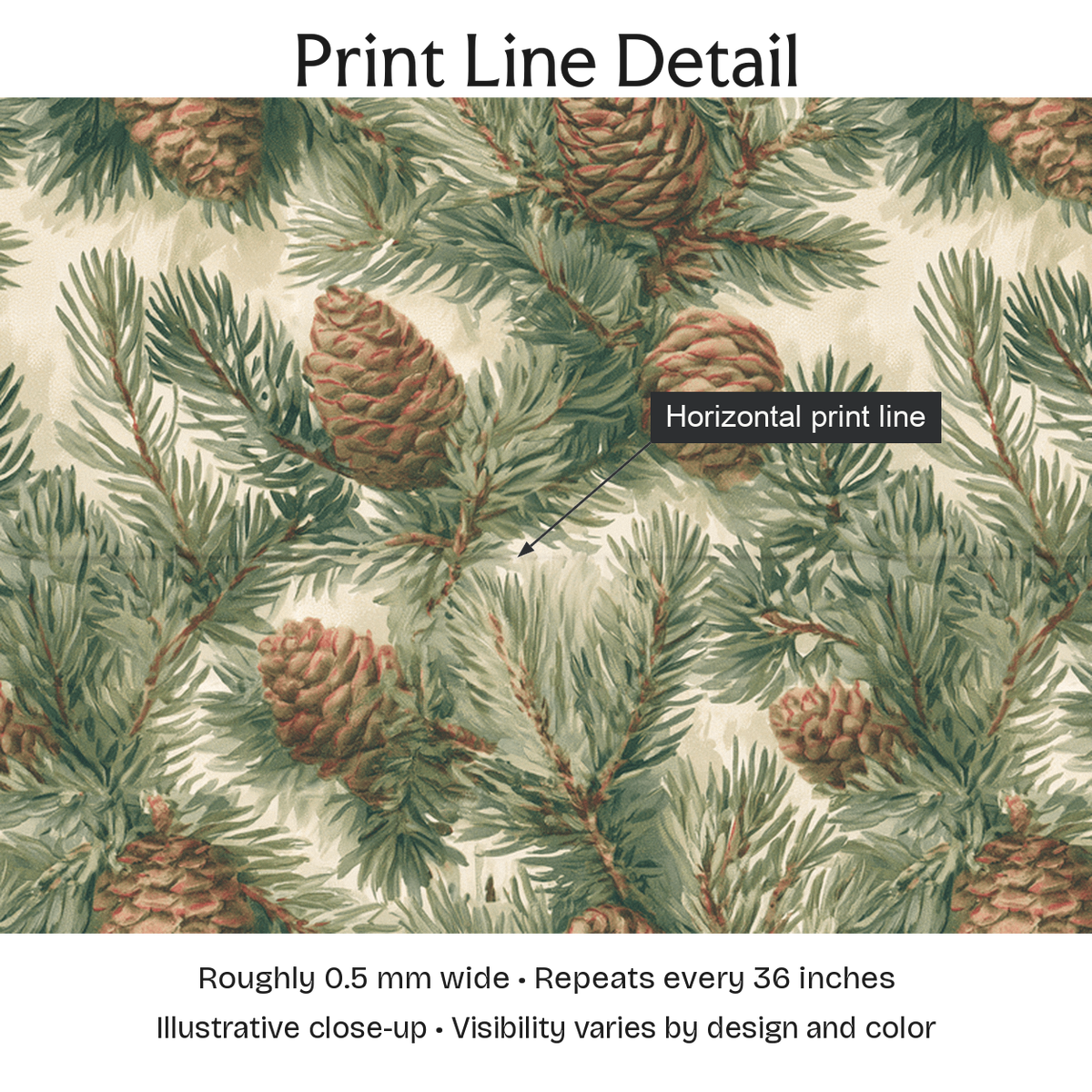 650583 — Print Line Detail. Illustrative close-up; visibility varies by design and color.