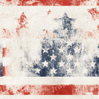 Grunge American flag pattern with distressed stars and stripes in rustic red, white, and blue.
