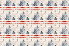 Distressed patriotic pattern featuring red stripes and blue star Christmas trees on a rustic cream background.
