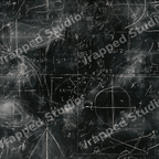 Seamless chalkboard math pattern featuring white chalk formulas, geometry diagrams, and equations.