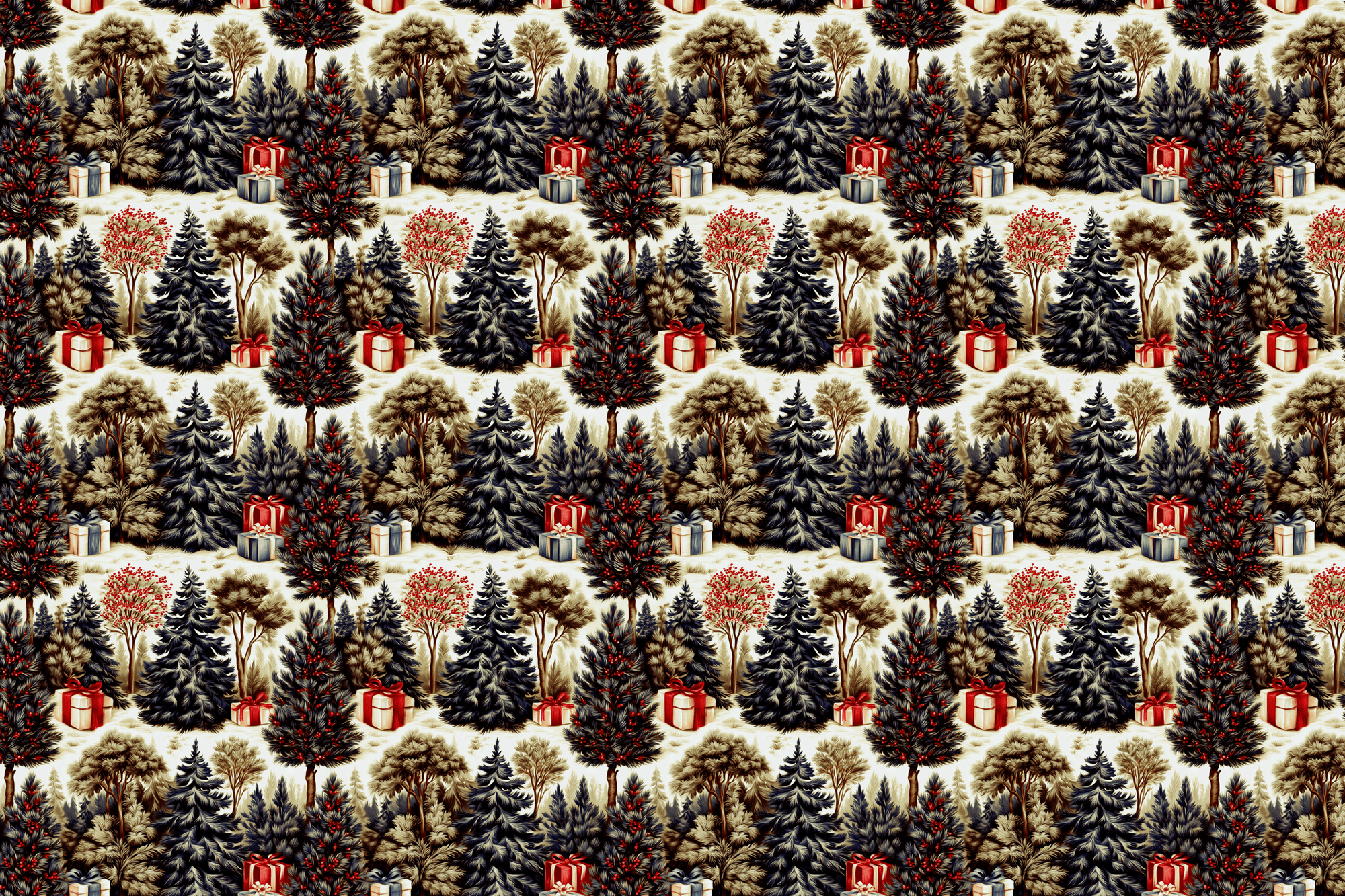Antique Pines: Vintage Christmas Forest Wrapping Paper