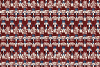 Vintage Christmas nutcracker pattern with beige botanical florals on a deep red background.