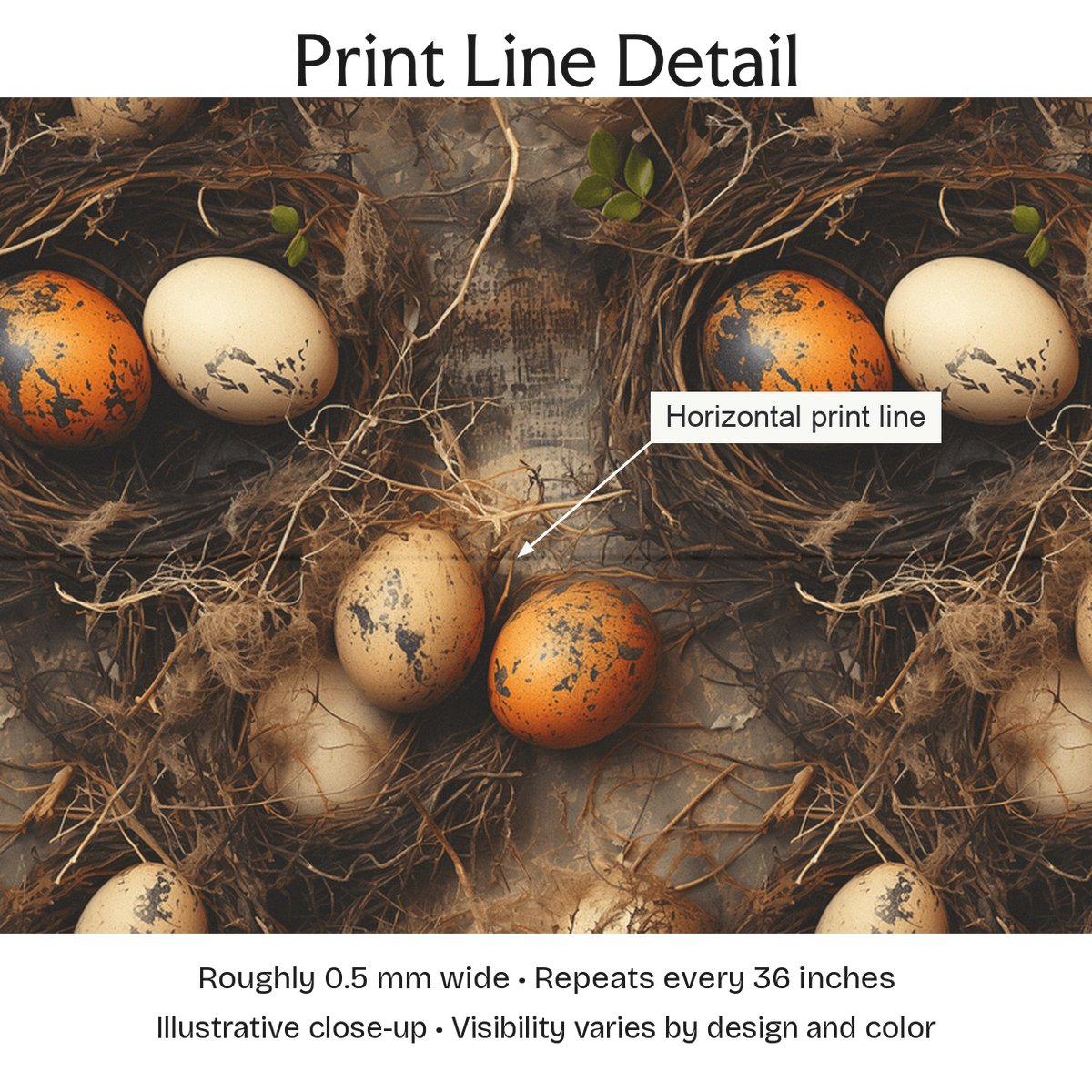 660158 — Print Line Detail. Illustrative close-up; visibility varies by design and color.