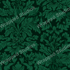 Elegant, dark green floral pattern with stylized botanical motifs.