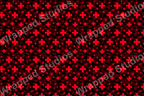 Distressed red crosses create a bold, geometric pattern on a dark background.