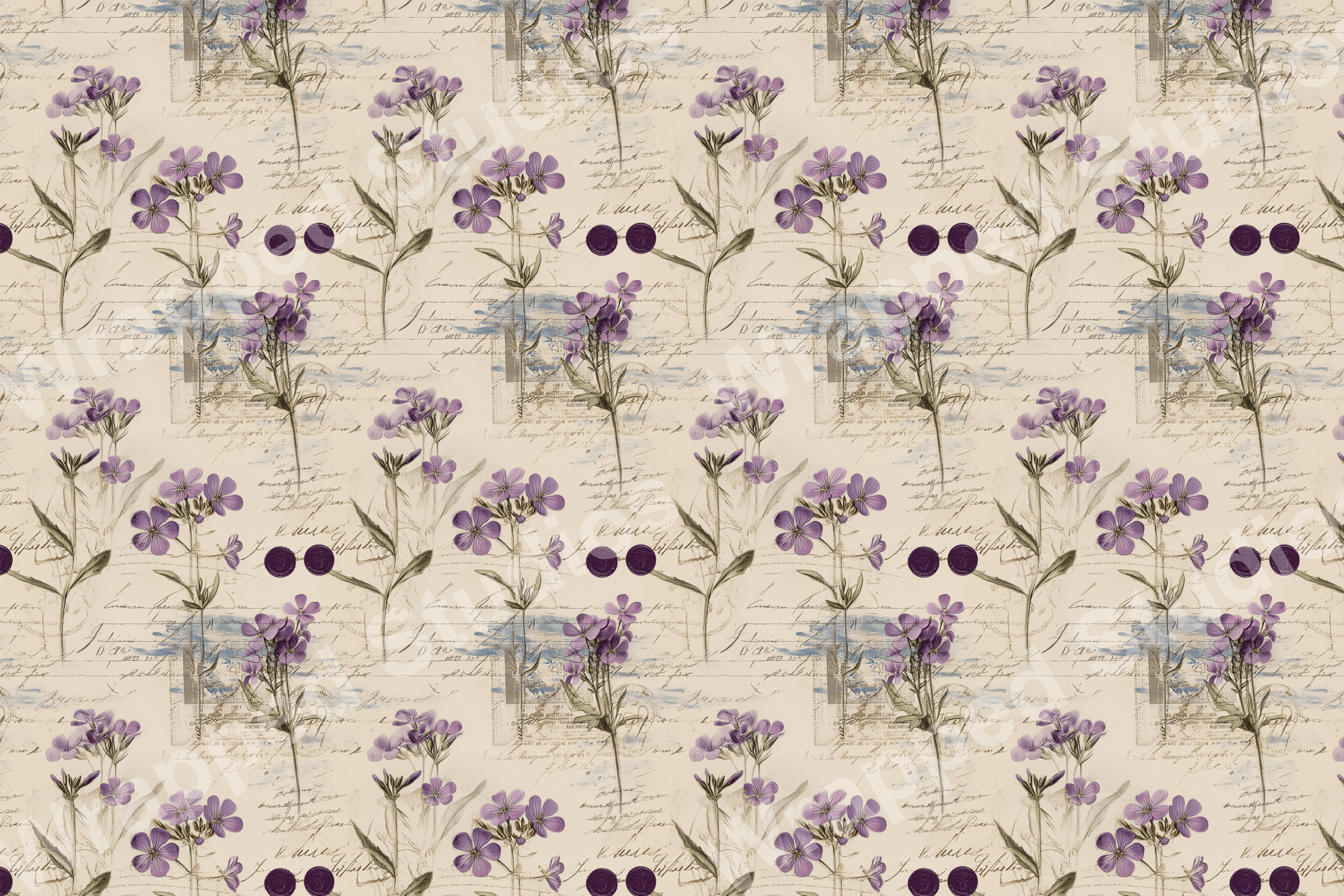 Elegant vintage botanical design with purple phlox flowers and handwritten script.