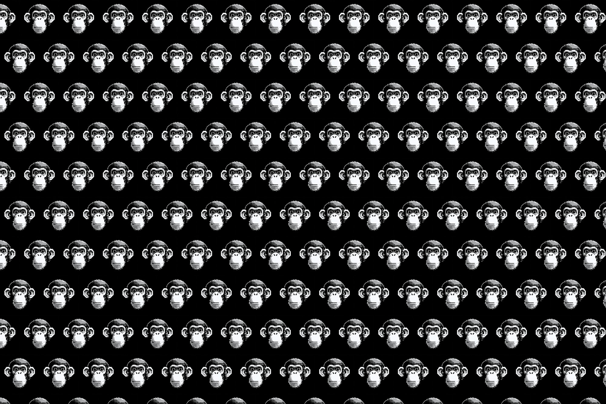 Monochrome Monkeys: Pixel Art Wrapping Paper