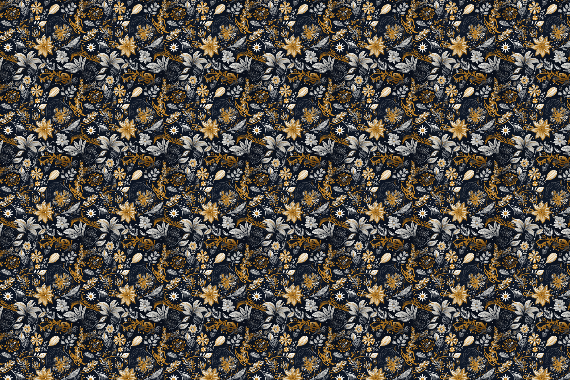 Gilded Garden: Winter Floral Wrapping Paper