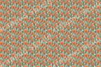 Seamless vintage botanical floral pattern featuring orange flowers and sage green foliage.