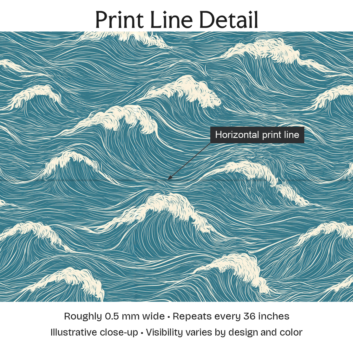 678001 — Print Line Detail. Illustrative close-up; visibility varies by design and color.