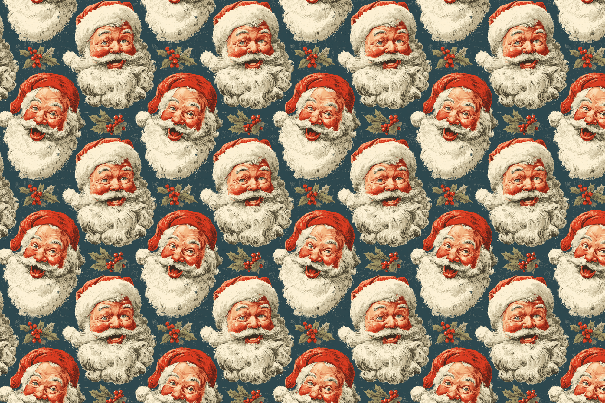 Jolly Santas: Vintage Christmas Wrapping Paper