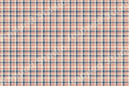 Rustic red and blue plaid pattern with a vintage farmhouse aesthetic on a textured cream background.