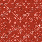 Rust-colored winter pattern with stylized white snowflakes and tree-like motifs in a festive design.