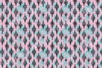 Vintage gothic damask pattern with black chandeliers on a distressed pastel pink and blue background.