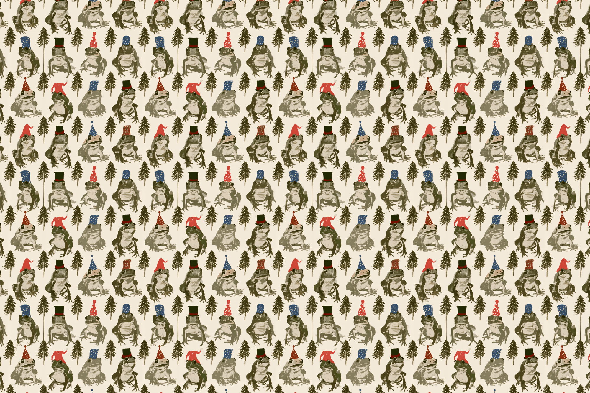 Birthday Frogs: Watercolor Frog Wrapping Paper