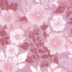 Elegant floral pattern with pink botanical design elements.