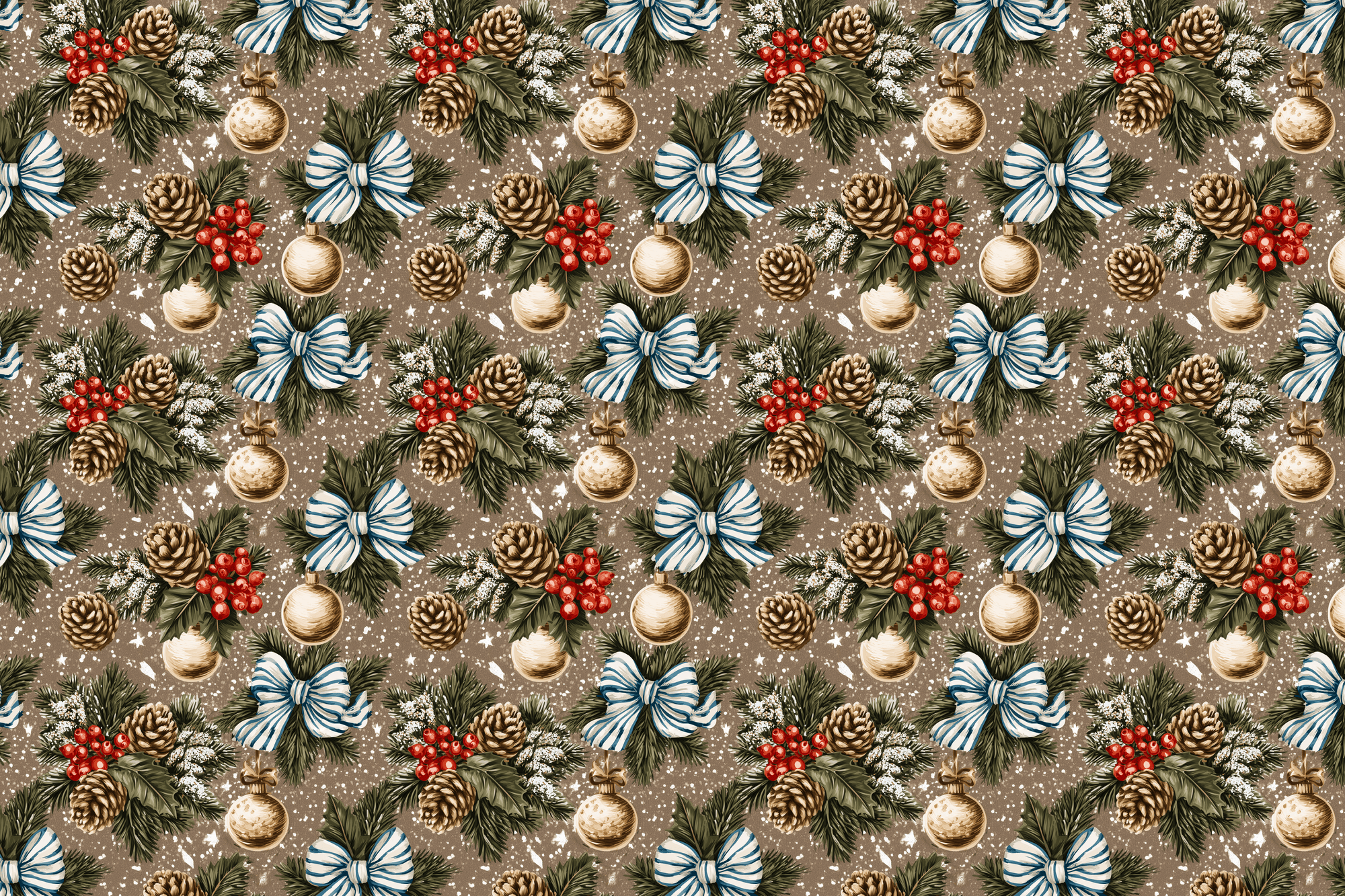Festive Foliage: Brown Holiday Botanical Gift Wrap