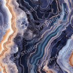 Seamless agate geode pattern with purple, navy blue, and gold fluid marble textures.