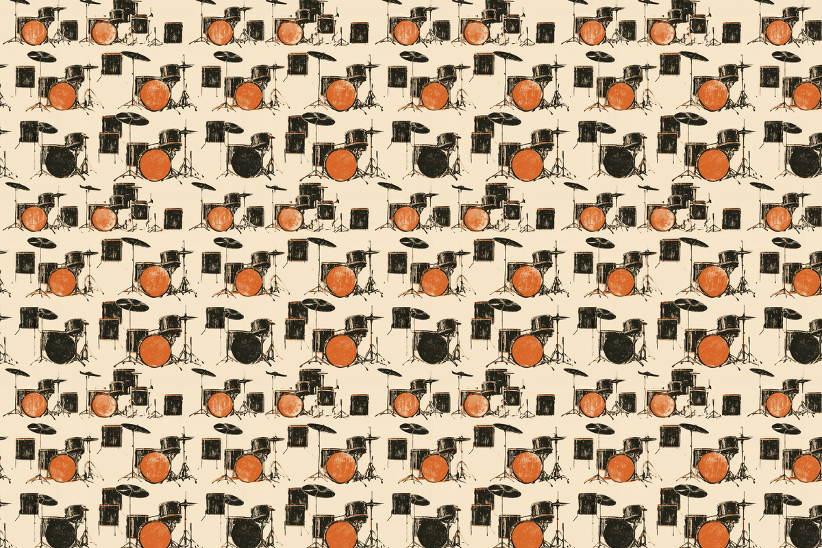 Garage Requiem: Vintage Drum Kit Wrapping Paper
