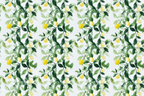 Fresh lemon and leaf botanical pattern in a watercolor style.