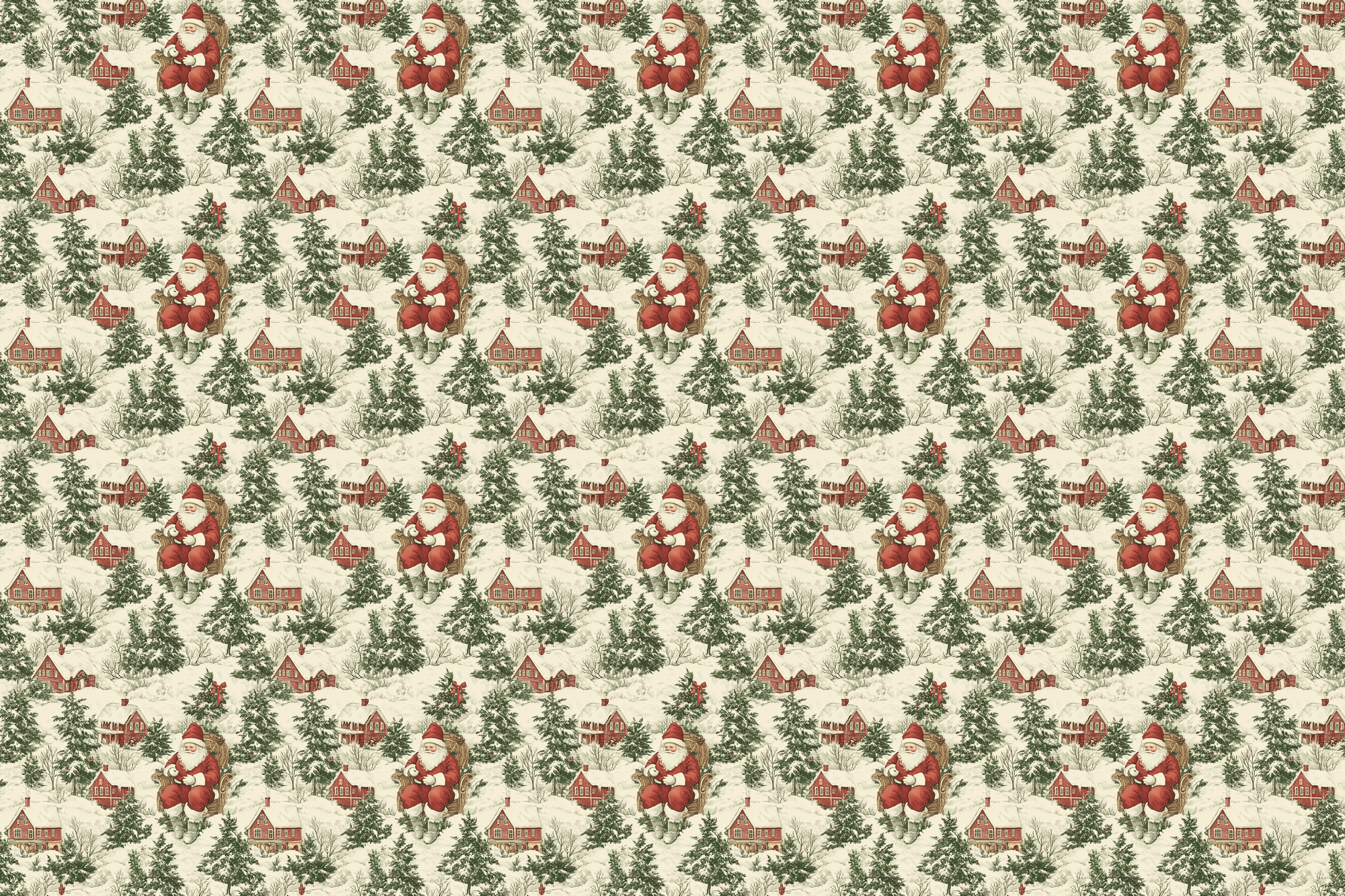 Santa's Snowy Serenity: Vintage Christmas Wrapping Paper