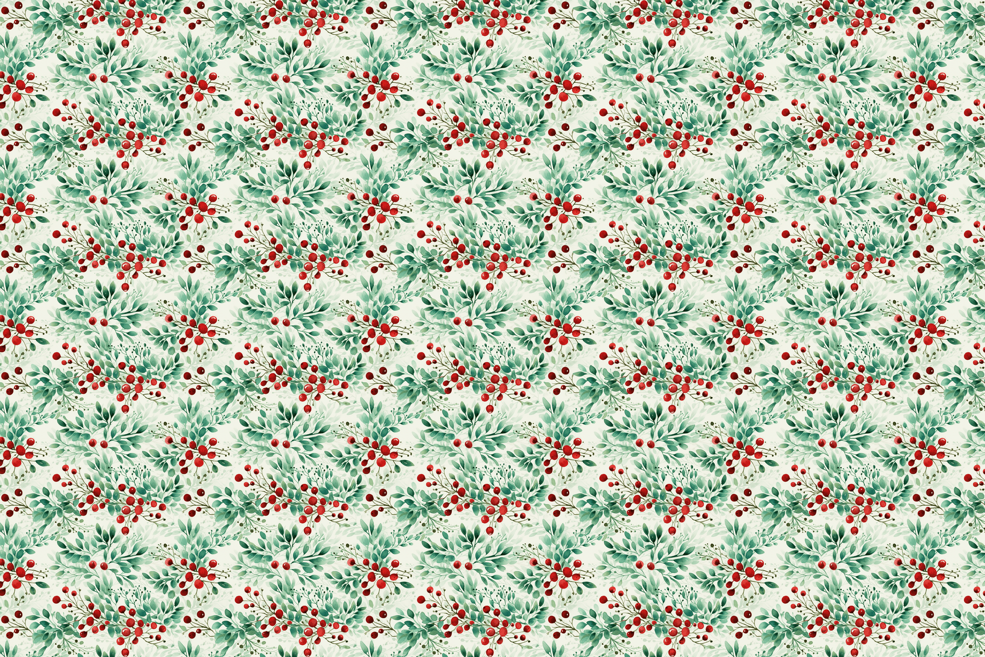 Winterberry Watercolor: Holiday Wrapping Paper
