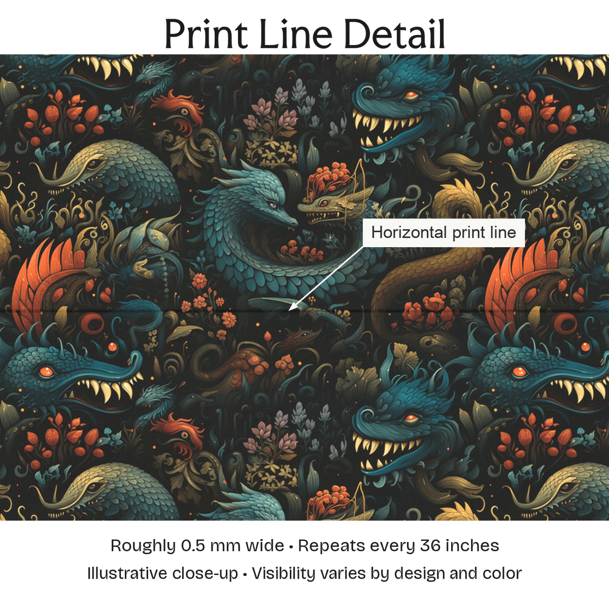 712750 — Print Line Detail. Illustrative close-up; visibility varies by design and color.