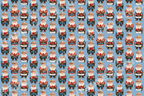 Vintage cowboy Santa pattern featuring retro western Christmas illustrations on a light blue background.