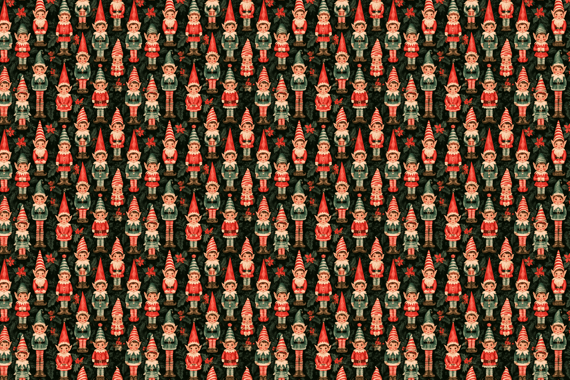 Santa's Helpers: Vintage Elf Wrapping Paper