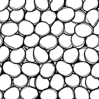 Organic ovoid pattern with black outlines on a white background, creating a playful and modern abstract design.