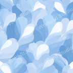 Seamless pattern featuring abstract, organic leaf shapes in shades of light blue.