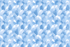 Seamless floral pattern with layered petals in shades of light blue and white, creating a calming, modern aesthetic.