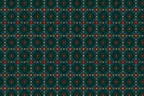Elegant vintage botanical pattern with red floral motifs and gold geometric lattice on dark teal.