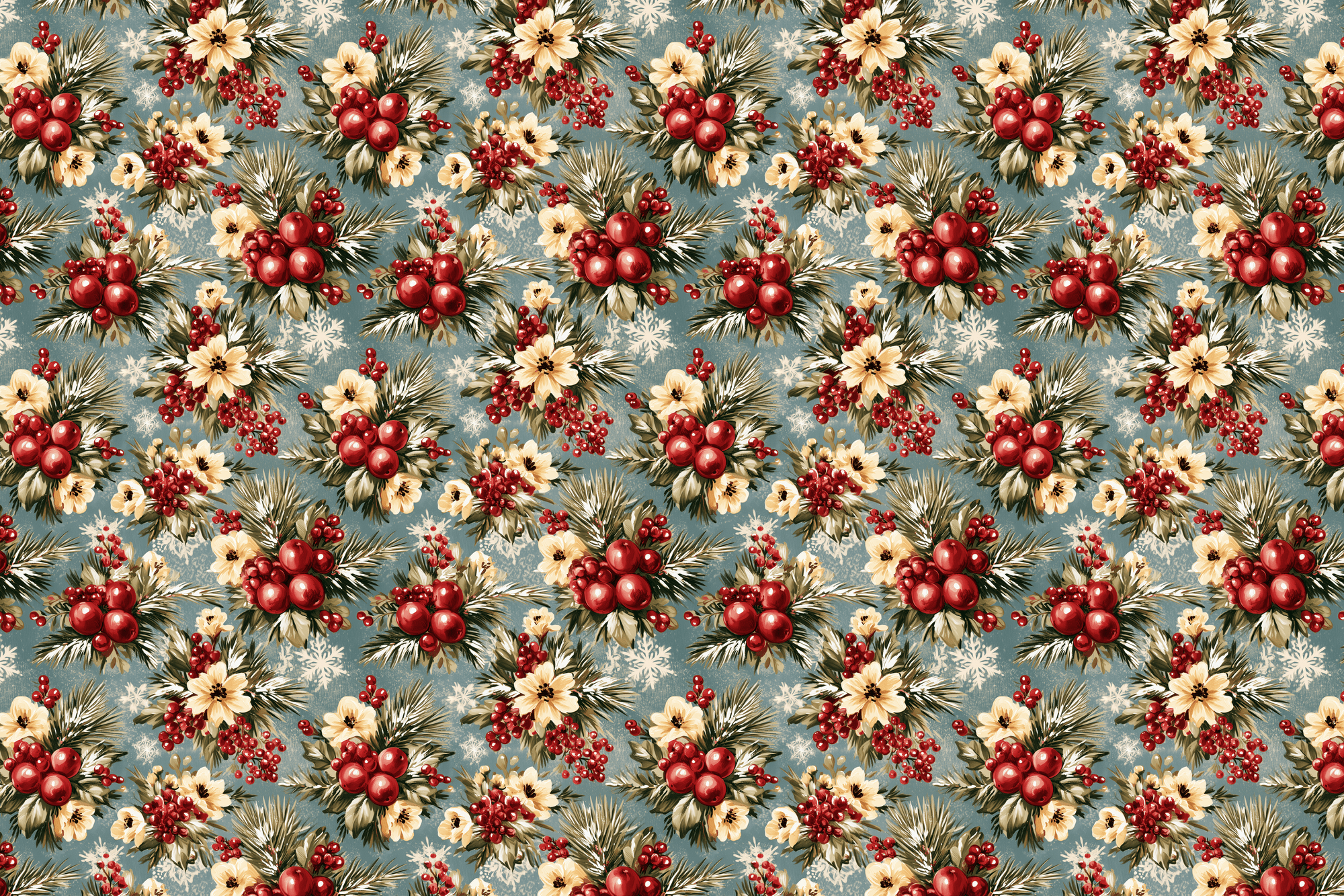 Winter Whispers: Vintage Botanical Christmas Wrapping Paper
