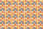 Playful geometric pattern of cute smiling teeth on colorful squares.