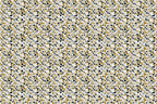 Modern abstract terrazzo pattern with gold, navy, and light gray stone fragments on a white background.