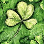 Watercolor shamrock pattern in shades of green, with an organic and illustrative style.
