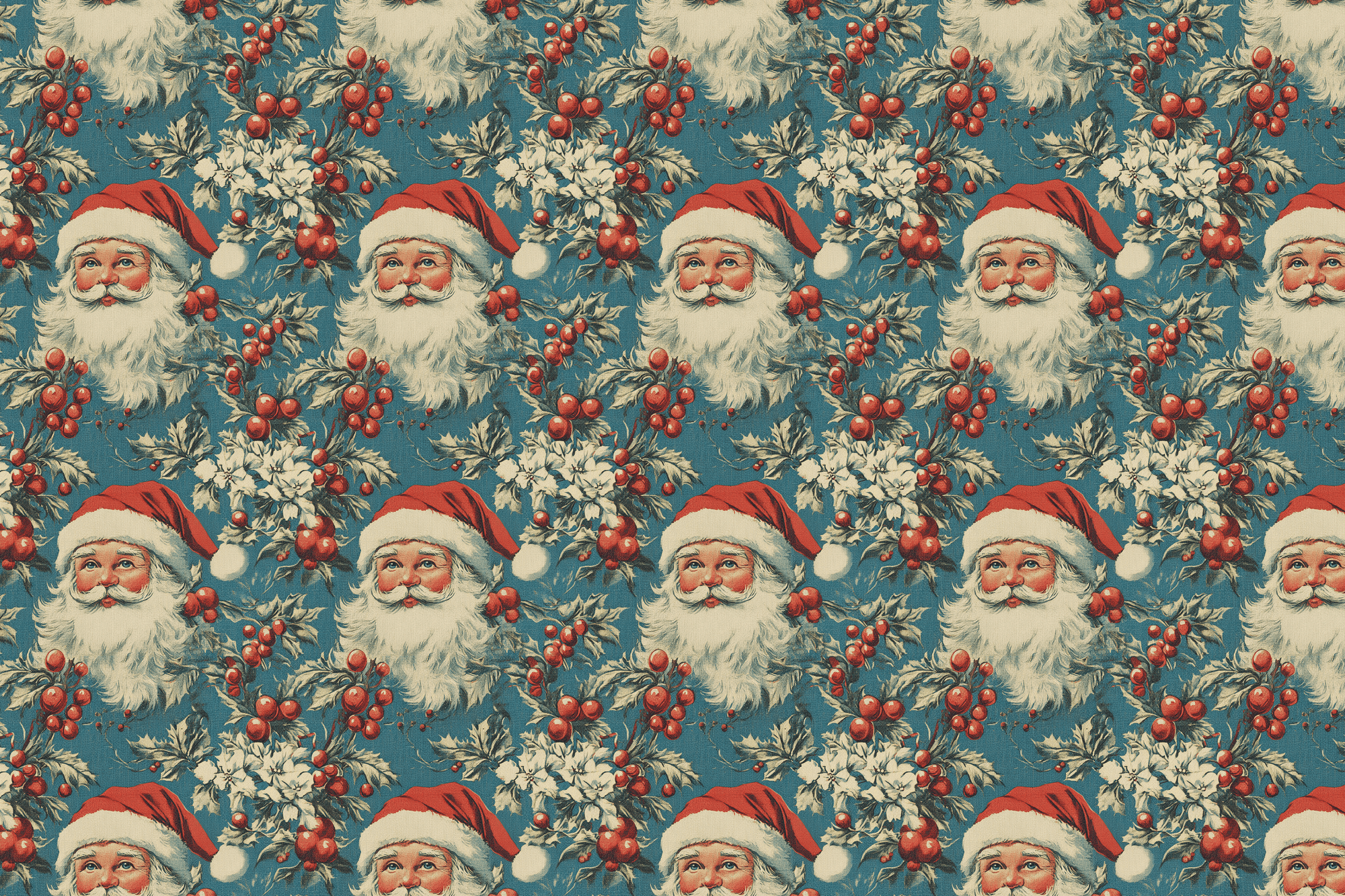 Jolly Santa's Yuletide Bloom: Christmas Gift Wrap