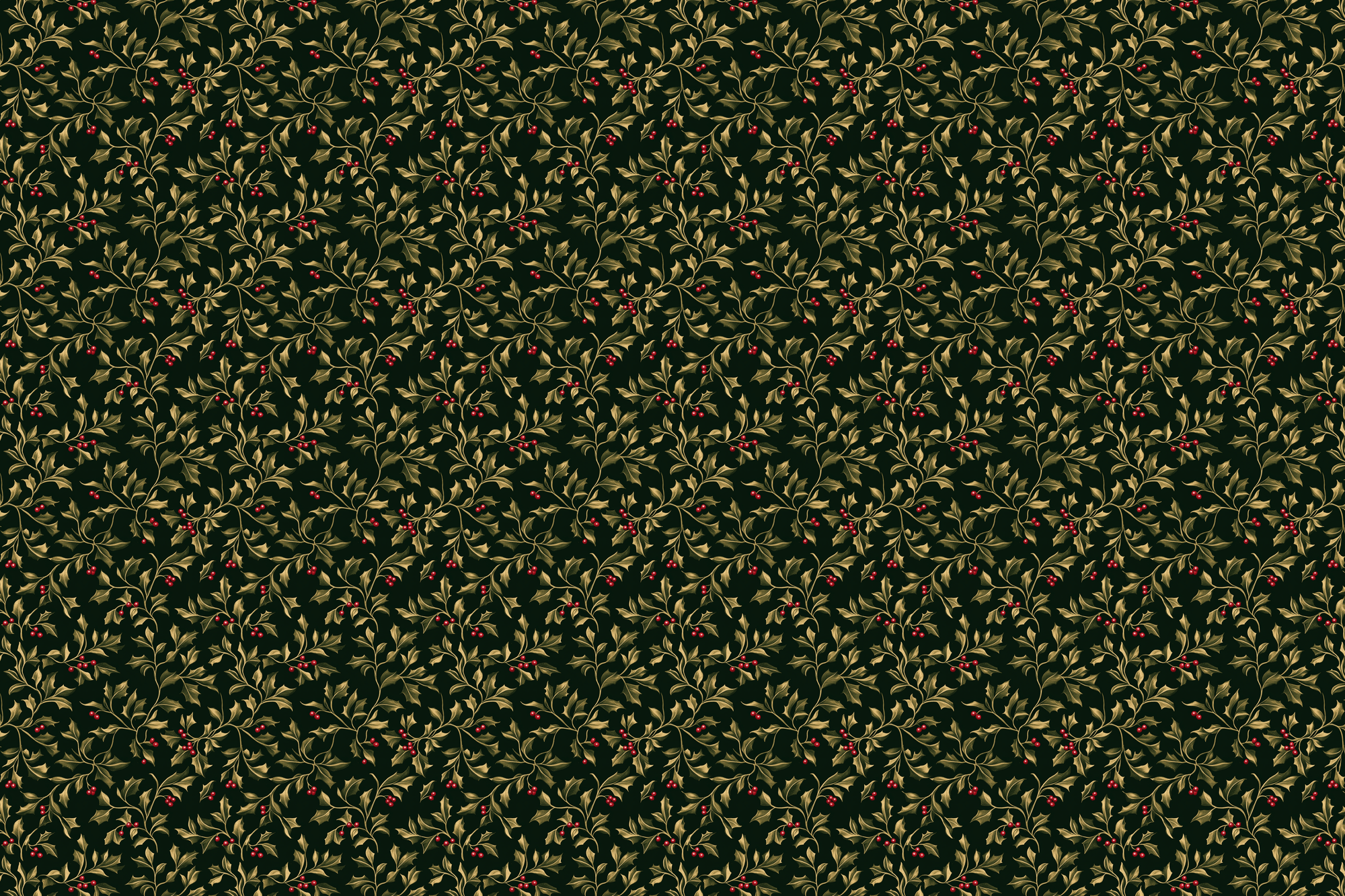 Heritage Holly: Golden Berry Wrapping Paper