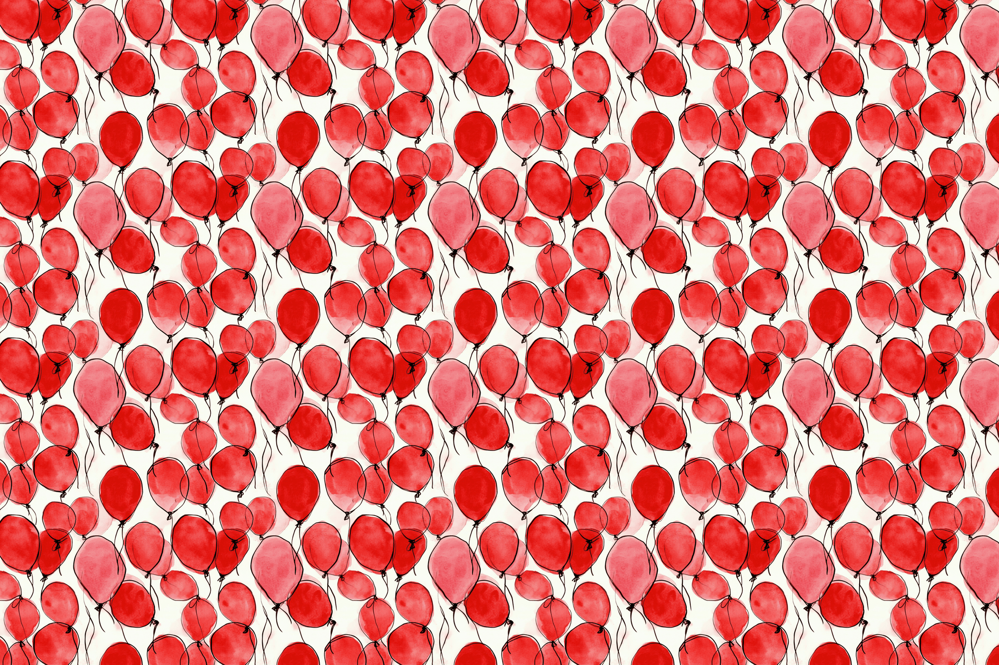 Balloon Bliss: Red Watercolor Birthday Wrapping Paper
