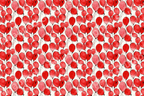 Seamless pattern of playful red balloons with string accents on a white background.