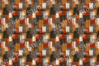 Abstract geometric pattern with painted rectangles in brown, rust, gold, and beige hues.