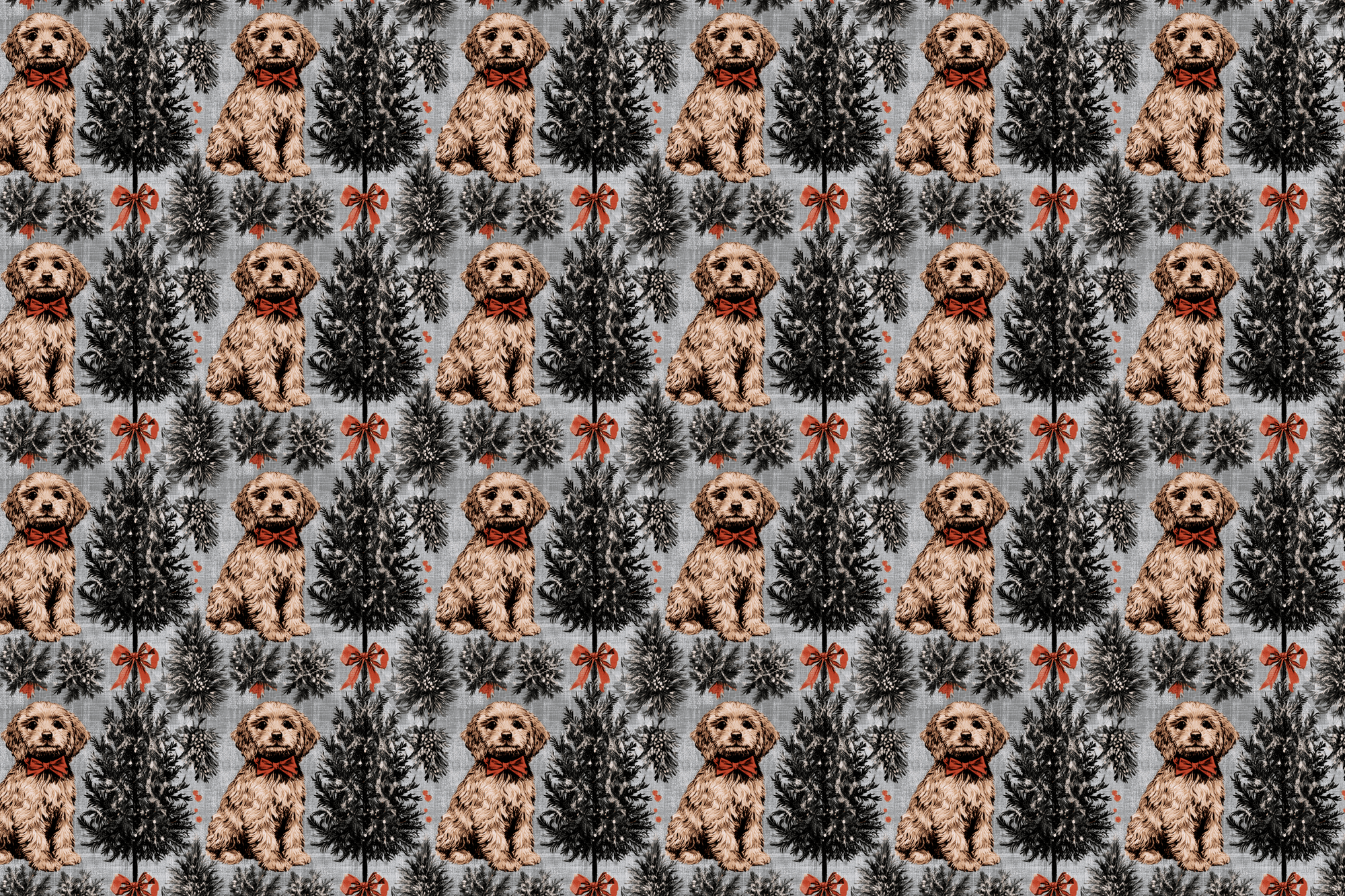 Vintage Puppy: Labradoodle Puppy Christmas Wrapping Paper