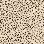 Seamless insect pattern with tiny ants in dark red and black on a pale background.