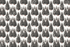 Seamless vintage Christmas tree pattern featuring detailed, snow-covered pine trees.